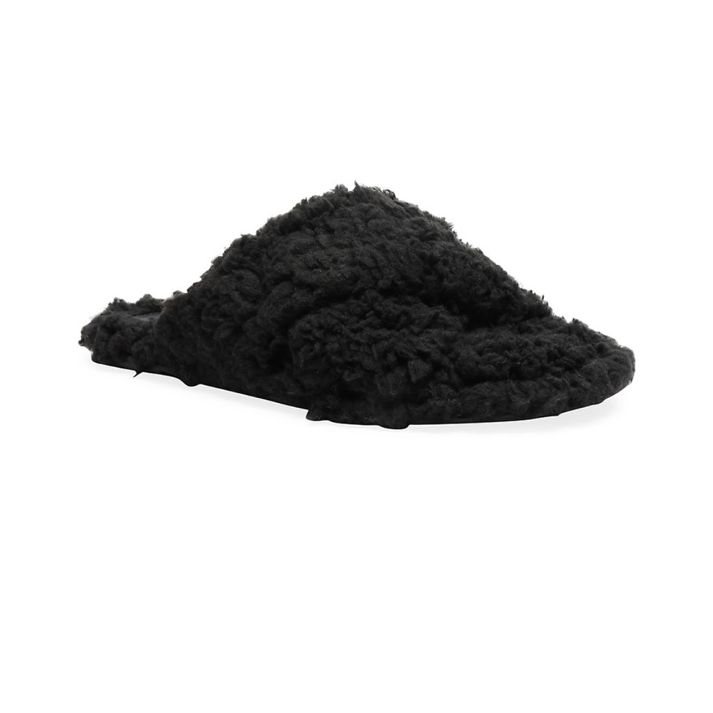Schutz Women's S-Dynora Sherpa Black Slippers Size 6